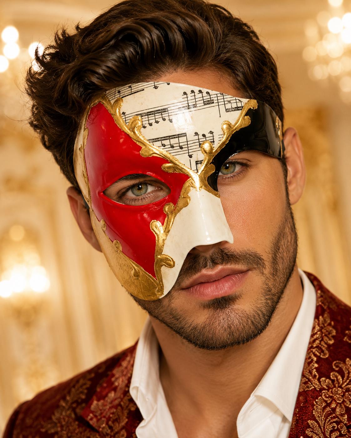 Red & Gold Phantom of the Opera Mask for Men