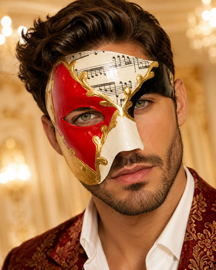 Red & Gold Phantom of the Opera Mask for Men