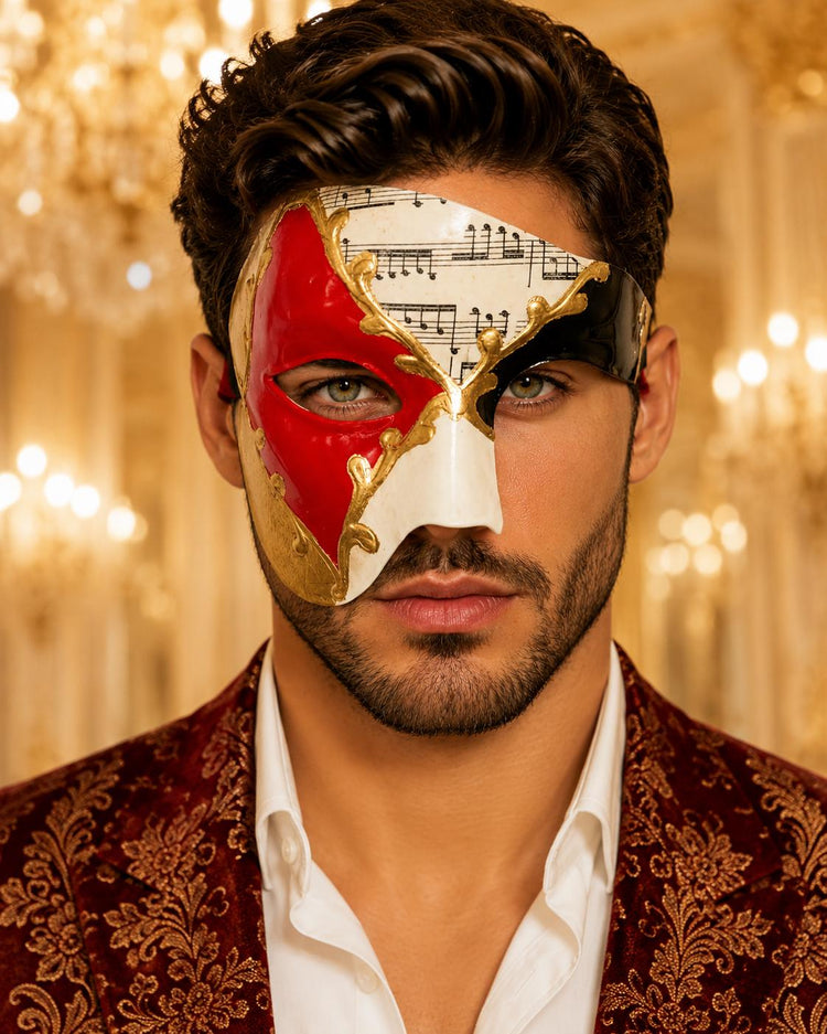 Red & Gold Phantom of the Opera Mask for Men