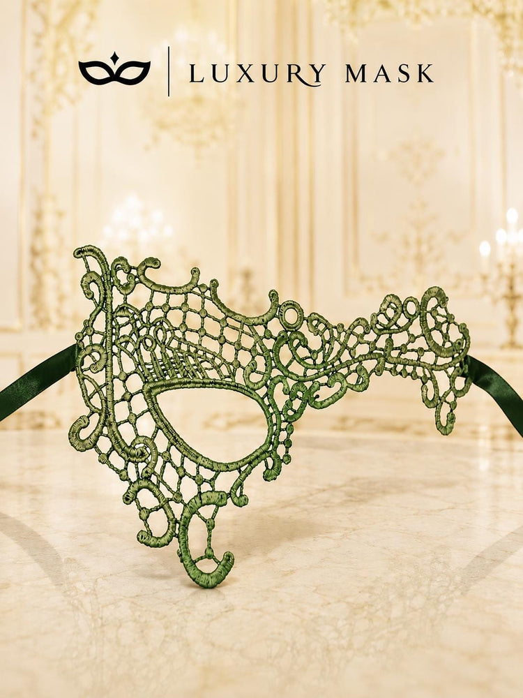Green Olive lace masquerade mask for women product view 6