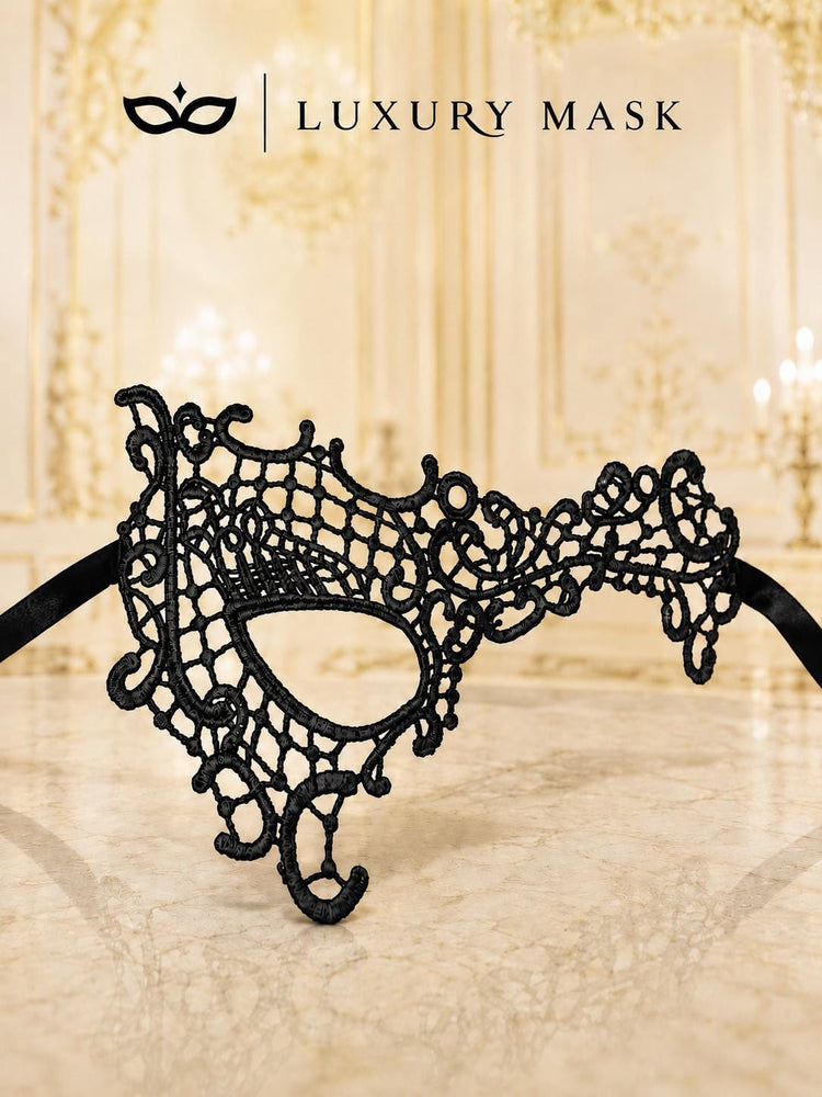 Black lace masquerade mask for women product view 5