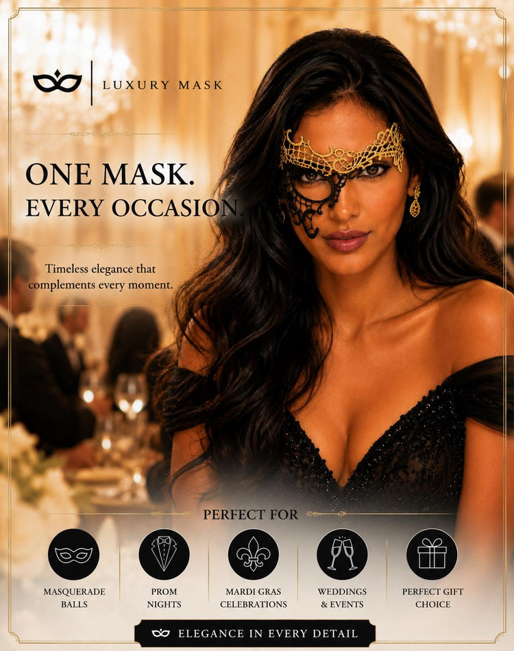 Black Gold lace masquerade mask for women product view 6