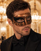 Antique Copper & Black Venetian Mask for Men with Gold Glitter