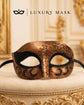 Antique Copper & Black Venetian Mask for Men with Gold Glitter