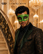 Antique Green & Black Venetian Mask for Men with Gold Glitter
