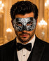 Black Venetian Mask for Men – Silver Glitter Design