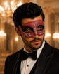 Red Masquerade Mask for Men - Black and Silver Glitter Venetian Eye Mask - Image 2