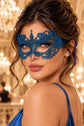 Blue lace masquerade mask for women product view 2