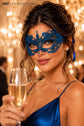 Blue lace masquerade mask for women product view 3