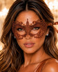 Orange lace masquerade mask for women