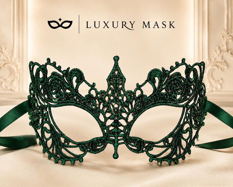 Green lace masquerade mask for women product view 6