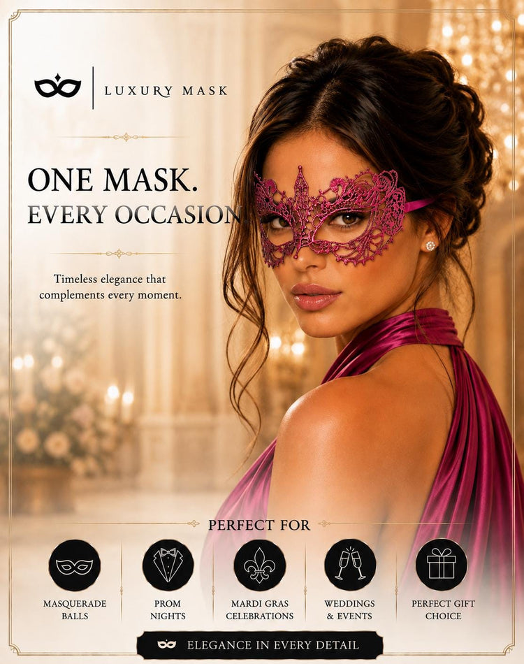 Magenta Pink Lace Masquerade Mask for Women product view 6