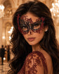 Black Swan Filigree Mask with Red Glitter and Clear Stones product view 2