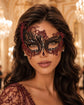Black Swan Filigree Mask with Red Glitter and Clear Stones