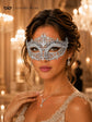 White Crown Masquerade Mask with Clear Rhinestones product view 4