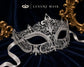 White Crown Masquerade Mask with Clear Rhinestones product view 6