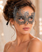 Antique Silver Swan Masquerade Mask with Black Stones product view 2
