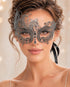 Antique Silver Swan Masquerade Mask with Black Stones