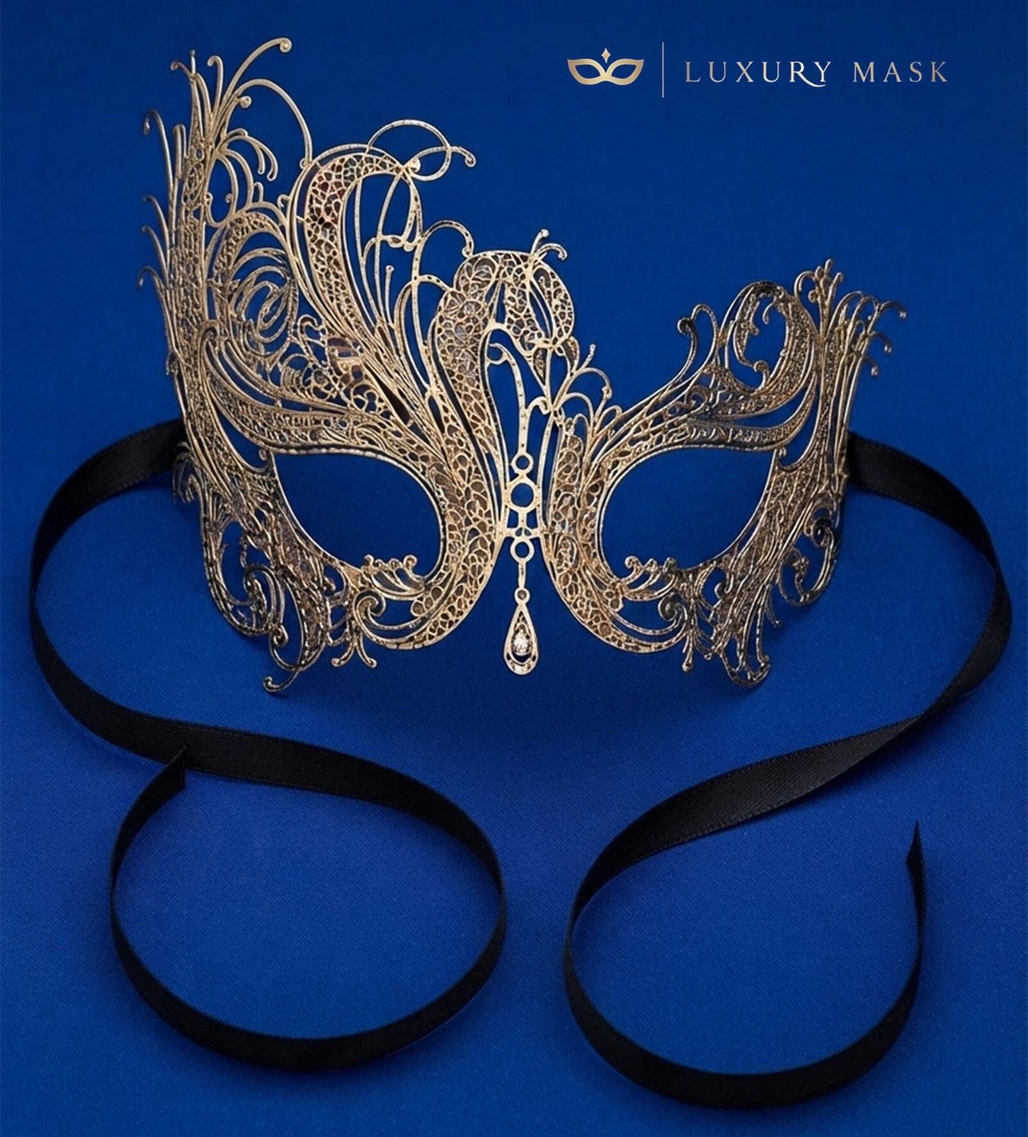 Antique Gold Swan Metal Masquerade Mask – No Stones product view 6