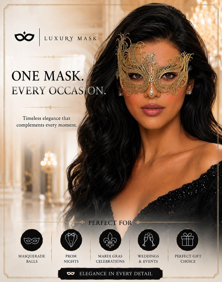 Antique Gold Swan Metal Masquerade Mask – No Stones product view 5