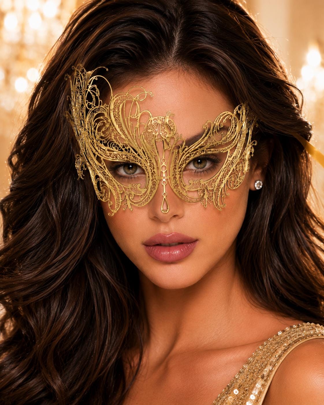 Gold Swan Metal Masquerade Mask – No Stones