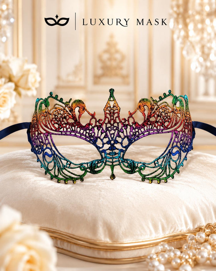 Rainbow Lace Masquerade Mask for Women product view 5