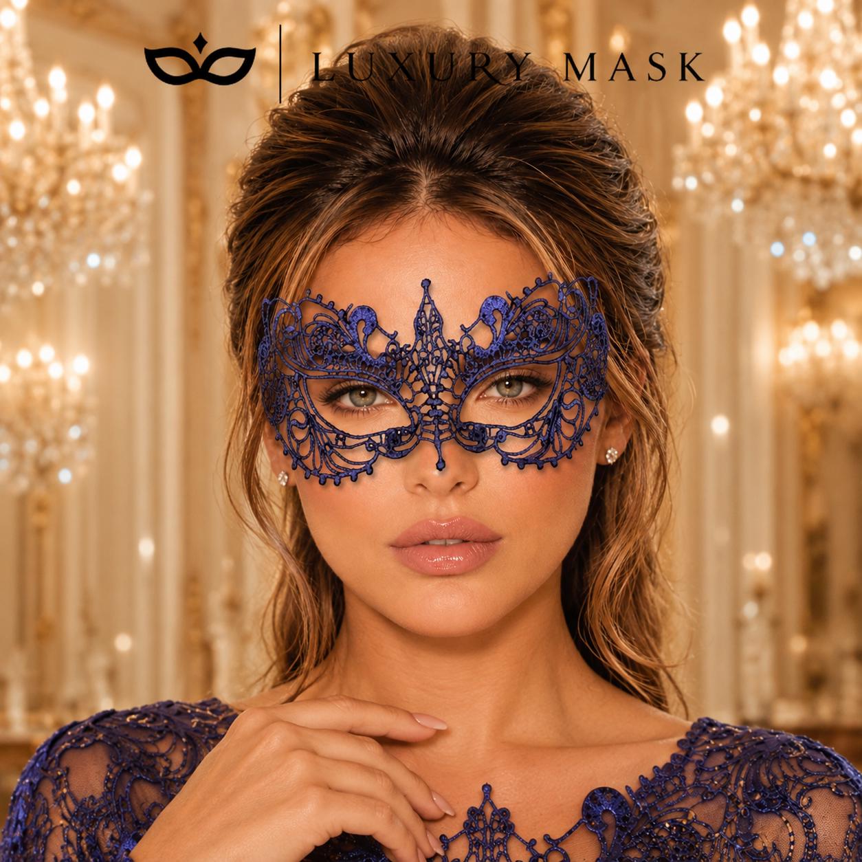Very Peri Lace Masquerade Mask