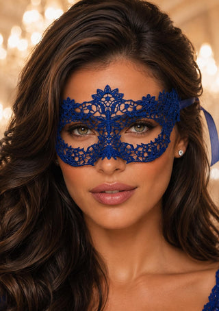 Blue Lace Flower Masquerade Mask