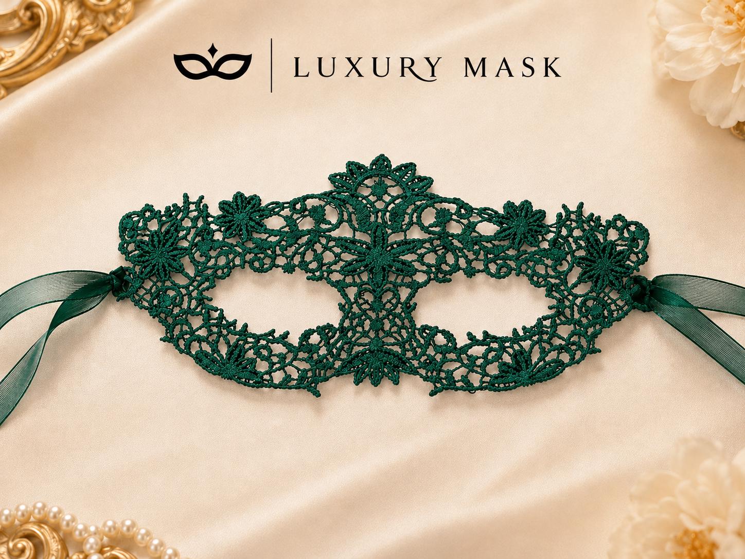 Green Lace Flower Masquerade Mask