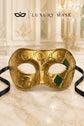 Green Masquerade Mask for Men - Antique Gold Venetian Eye Mask - Image 5