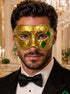 Green Masquerade Mask for Men - Antique Gold Venetian Eye Mask