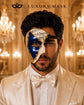 Blue Masquerade Mask for Men - Gold Musical Phantom One-Eye Venetian Design - Image 2