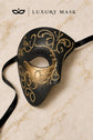 Black Masquerade Mask for Men - Gold Glitter Phantom One-Eye Venetian Design - Image 6