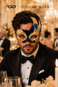 Blue Masquerade Mask for Men - Gold Musical Venetian Artistic Design - Image 3
