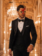 Red Masquerade Mask for Men - Gold Musical Tall Asymmetrical Venetian Design - Image 4