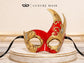 Red Masquerade Mask for Men - Gold Musical Tall Asymmetrical Venetian Design - Image 5