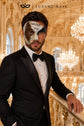 Silver Masquerade Mask for Men - Mocha Brown Musical Venetian Sheet Music Design - Image 4