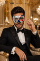 Silver Masquerade Mask for Men - Multicolor Checkered Phantom Venetian Design - Image 3
