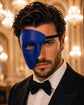 Blue Masquerade Mask for Men - Phantom of the Opera One-Eye Venetian Mask - Image 2