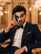 Blue Masquerade Mask for Men - Silver Musical Phantom One-Eye Venetian Mask - Image 3