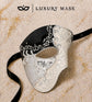 Black Masquerade Mask for Men - Silver Musical Phantom Mask with Crack Detailing - Image 6
