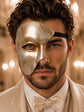 Silver Masquerade Mask for Men - Phantom of the Opera One-Eye Venetian Design