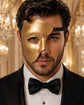 Gold Masquerade Mask for Men - Phantom of the Opera One-Eye Venetian Design