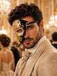 Black Masquerade Mask for Men - Gold Musical Phantom One-Eye Venetian Mask - Image 2