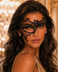 Black Masquerade Mask for Women - Metallic Venetian Filigree Half Face Eye Mask - Image 2