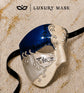Blue Masquerade Mask for Men - Silver Musical Phantom Mask with Crack Detailing - Image 5