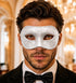 White Masquerade Mask for Men - Glitter Classic Venetian Half Face Design