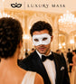 White Masquerade Mask for Men - Glitter Classic Venetian Half Face Design - Image 4