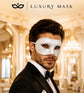 White Masquerade Mask for Men - Glitter Classic Venetian Half Face Design - Image 2