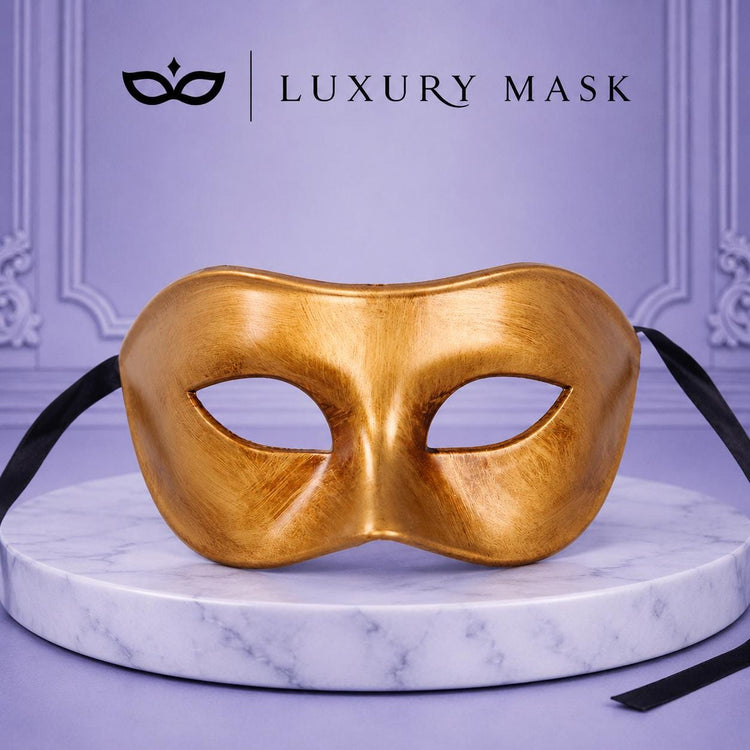 Gold Masquerade Mask for Men - Classic Venetian Half Face Design - Image 5